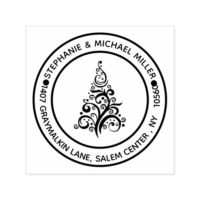 Return address Christmas Tree Modern Self-inking Stamp (Design)