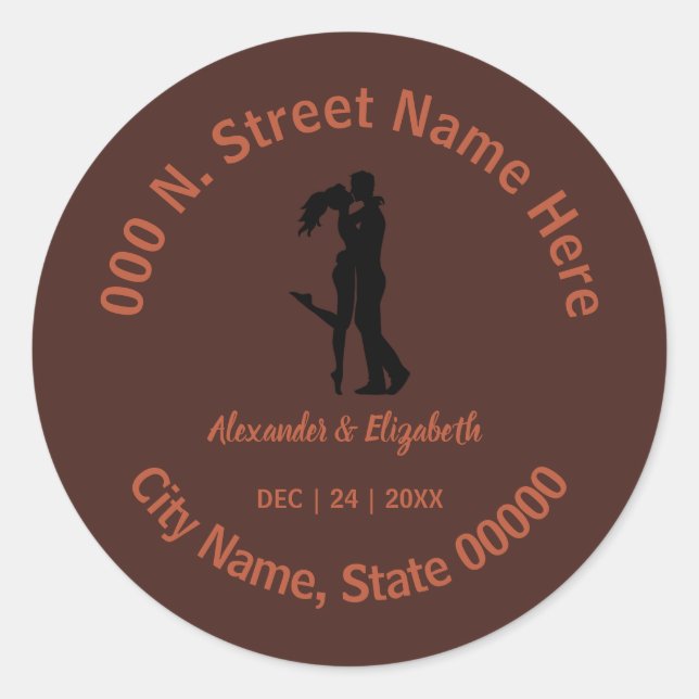 Return Address Classic Dark and Earthy Round Sticker (Front)