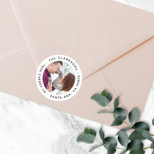 Return Address Classic Round Photo Sticker