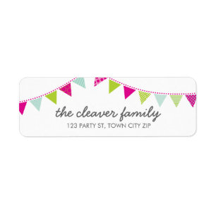 RETURN ADDRESS colourful fun bunting pretty girly