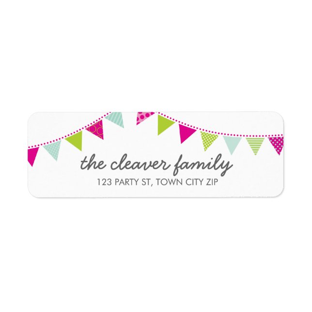 RETURN ADDRESS colourful fun bunting pretty girly (Front)