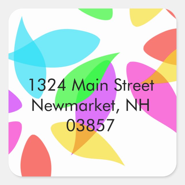 Return Address Colourful Petals Square Sticker (Front)