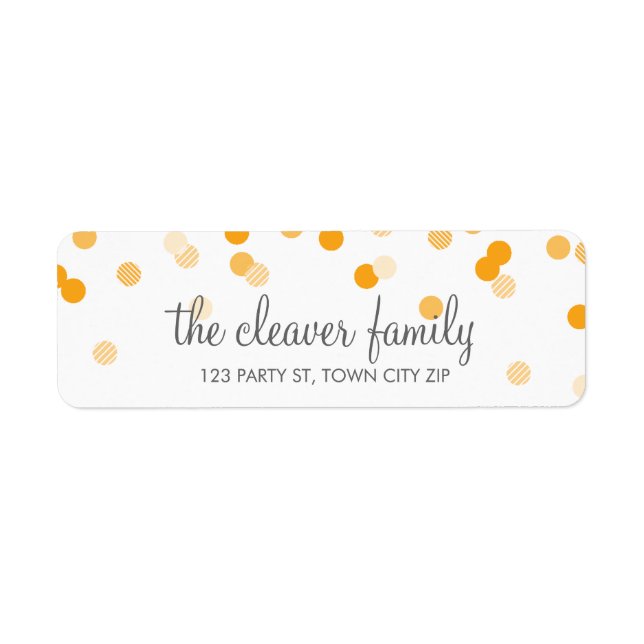 RETURN ADDRESS confetti polka dot bright orange (Front)