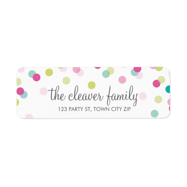 RETURN ADDRESS confetti polka dot colourful fun (Front)