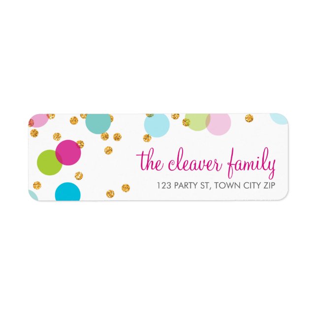 RETURN ADDRESS confetti polka dot colourful glitte (Front)