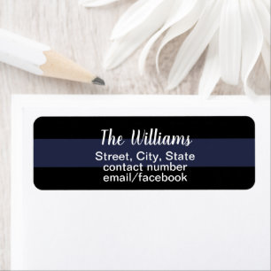 return address contact information black/blue