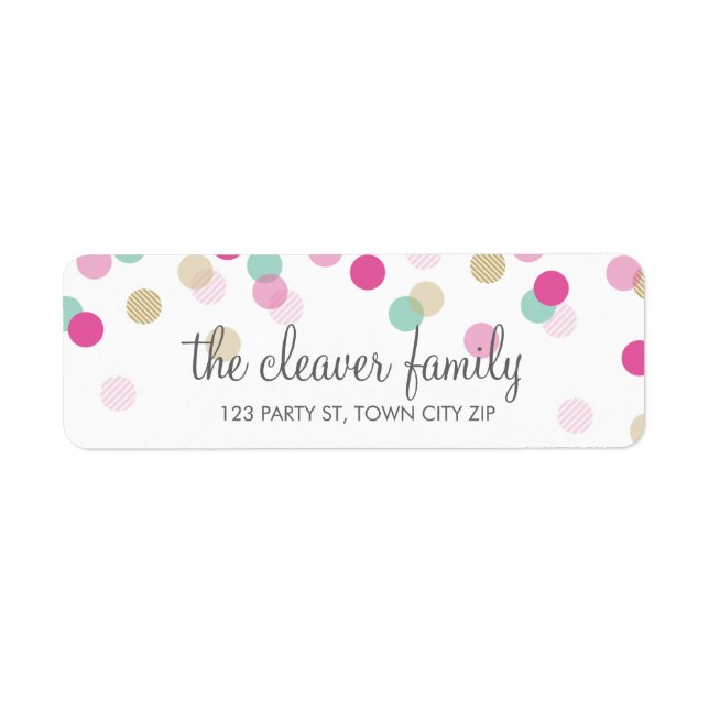 RETURN ADDRESS cute confetti polka dot colourful (Front)