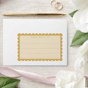 RETURN ADDRESS cute scallop edge old gold edge Envelope