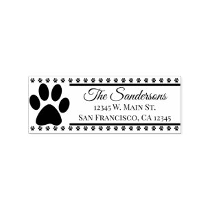 Return Address Dog Cat Pawprint Family Name Rubber Stamp
