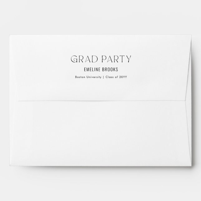 Return Address Elegant Black Script Graduation Envelope (Back (Top Flap))