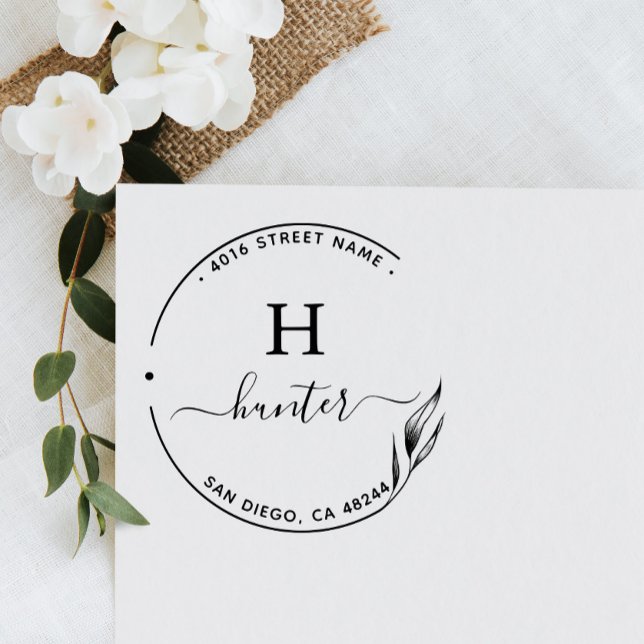 Return Address Elegant Monogram Minimalist Rubber Stamp (Creator Uploaded)