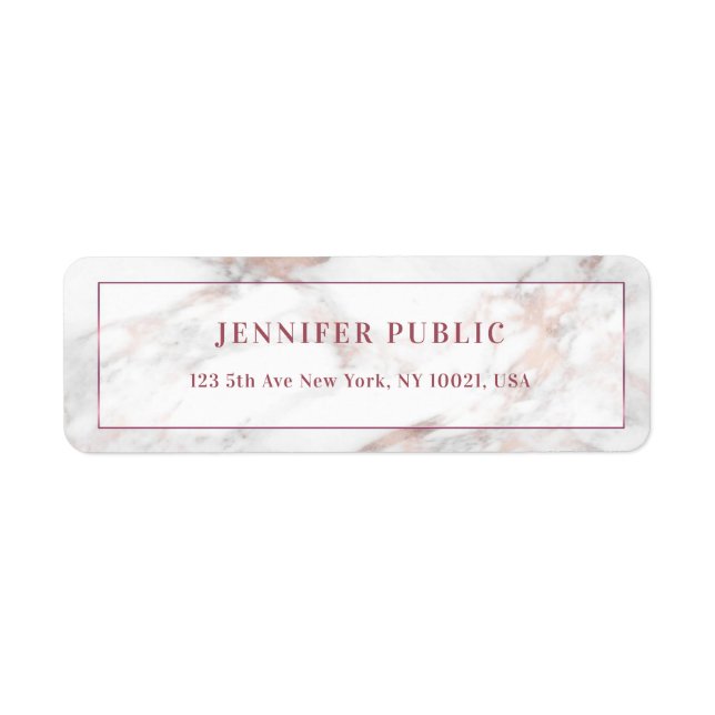 Return Address Elegant Rosegold Marble Template (Front)