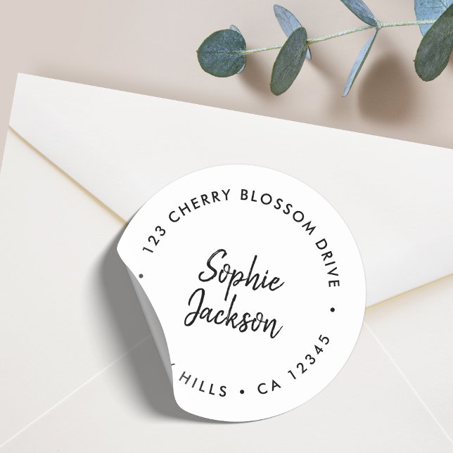 Return Address | Envelope Seal Modern Script (A stylish white envelope seal perfect for weddings, business, or everyday mail)