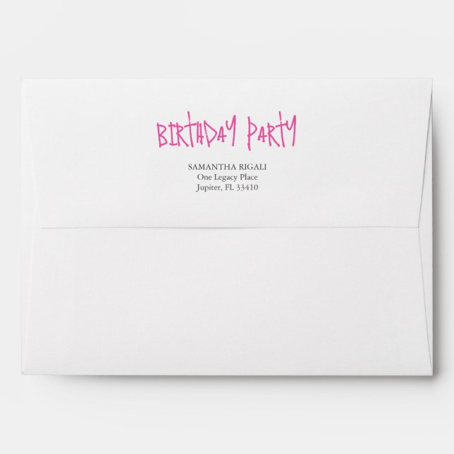 Return Address Envelopes Birthday Party (Back (Top Flap))