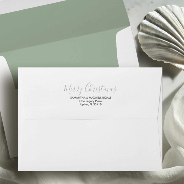 Return Address Envelopes Sage Green (Christmas return address envelope sage green.)