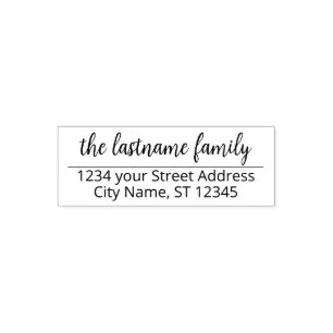 Return Address Family Name - Madeline Script Self-inking Stamp