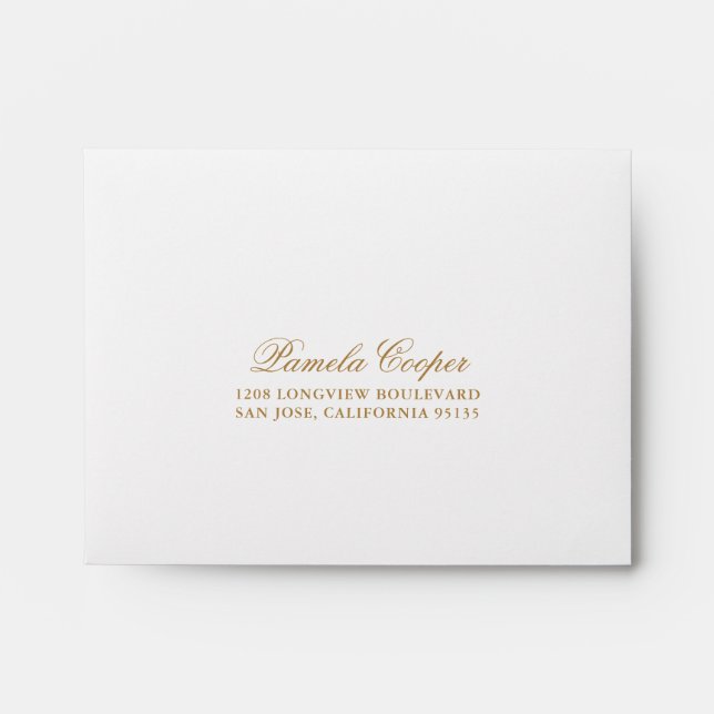 Return Address for RSVP in Gold Envelope (Front)