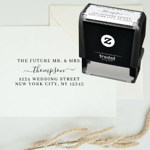 Return Address Future Mr. Mrs. Wedding Minimalist Self-inking Stamp