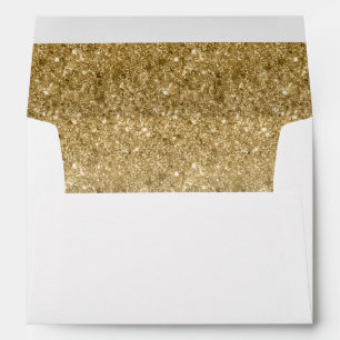 Return Address, Gold Glam Glitter Rectangle Envelope