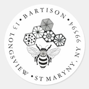 return address Handmade with love company name bee Classic Round Sticker