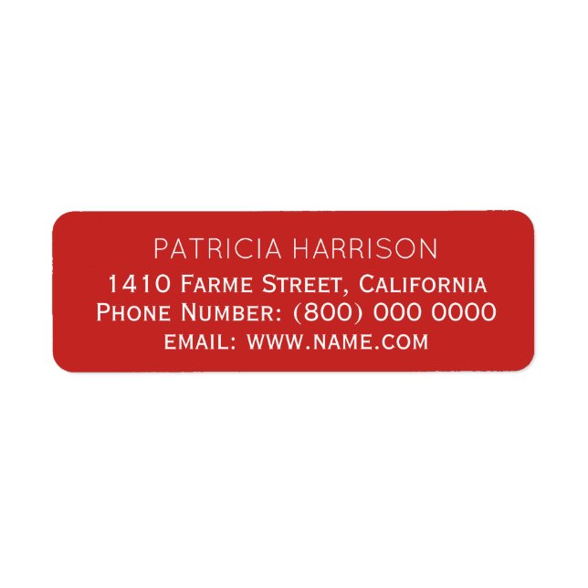 return address information on simple red (Front)
