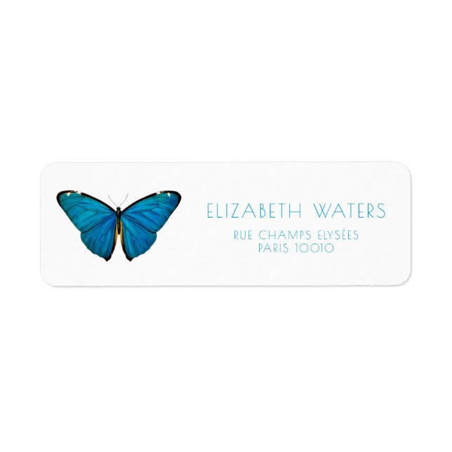 RETURN ADDRESS LABEL : BLUE BUTTERFLY (Front)