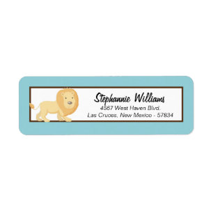 Return Address Label Blue Jungle Lion