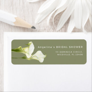Return Address Label Calla Lilies bridal shower.