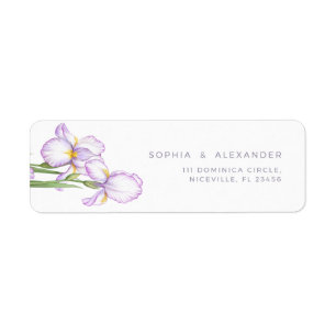 Return Address Label Delicate Irises Wedding.