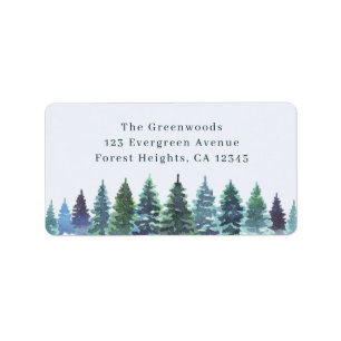 Return Address Label Elegant Watercolor Forest