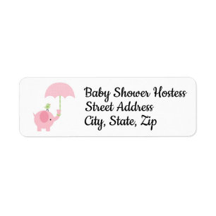 Return address label for baby girl shower