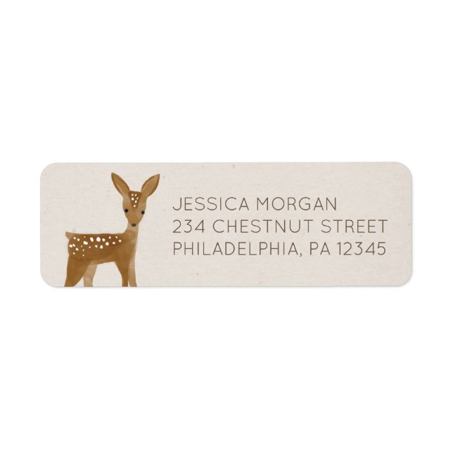 Return Address Label Modern Woodland Deer (Front)