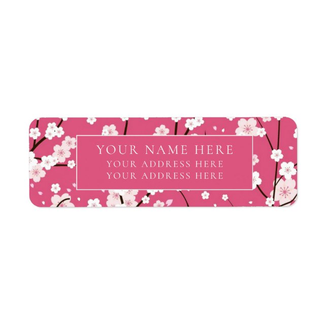 RETURN ADDRESS LABEL : PINK CHERRY BLOSSOMS (Front)