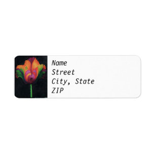 Return Address Label - Rainbow Parrot Tulip