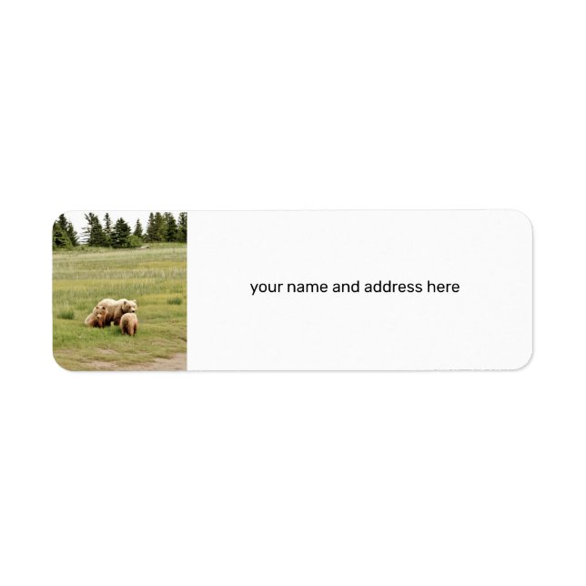 Return Address Label w/ grizzly bear & cubs (Front)