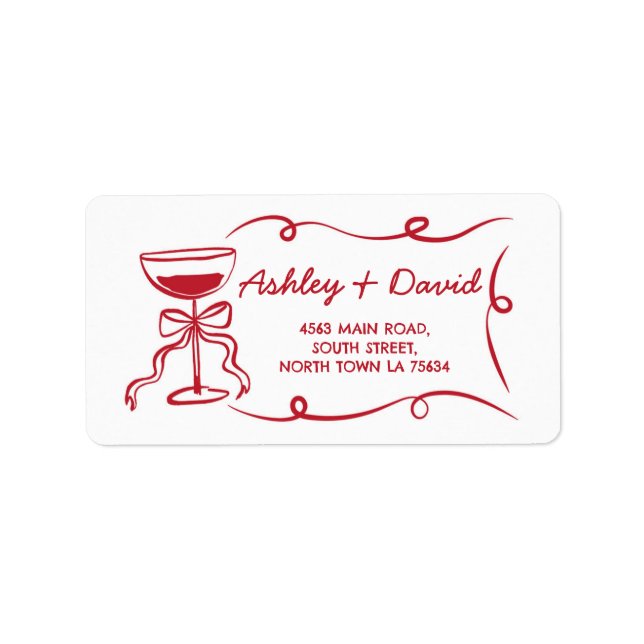 Return Address Label Wedding Bridal Shower Drawn  (Front)