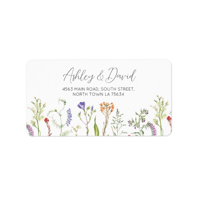 Return Address Label Wedding Wildflower (Front)