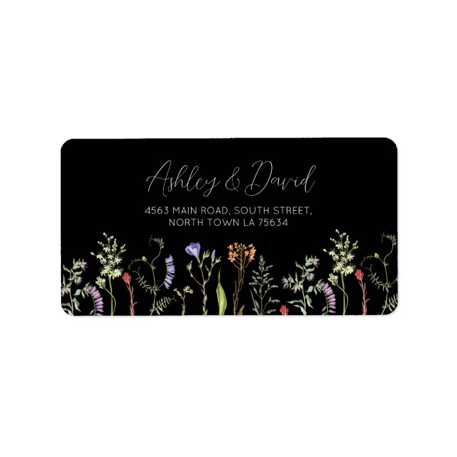 Return Address Label Wedding Wildflower Dark (Front)