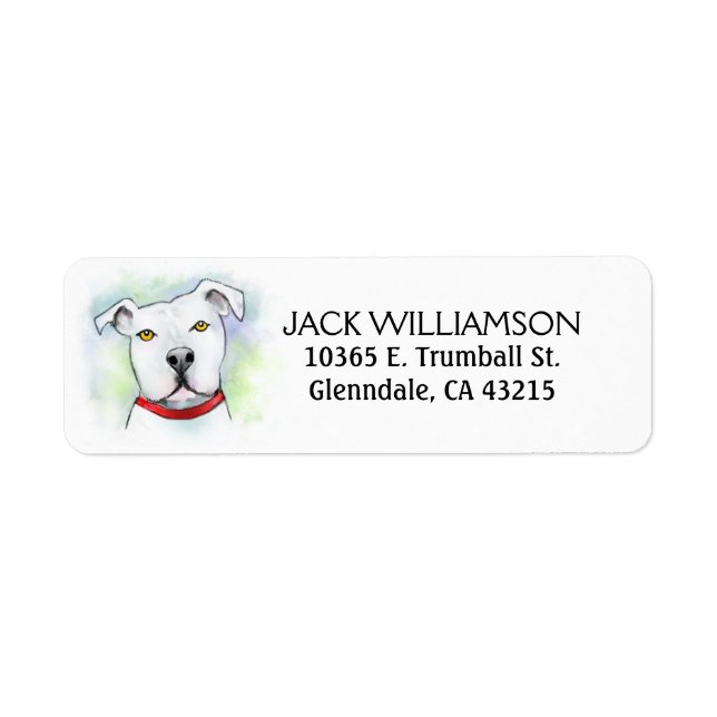 Return Address Label - White Pit Bull Head (Front)
