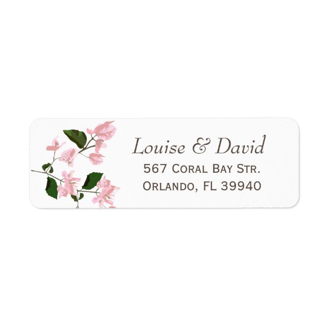 Return Address Label with Bougainvillea Flowers (Front)