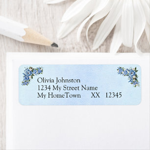 Return Address Labels,  Blue Peony Wedding