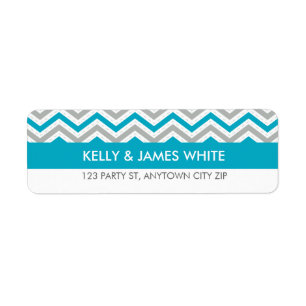 RETURN ADDRESS LABELS :: chevron stripe aqua blue