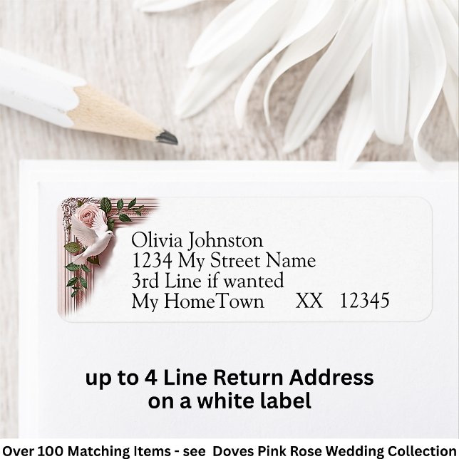 Return Address Labels, Doves & Pink Roses (Creator Uploaded)