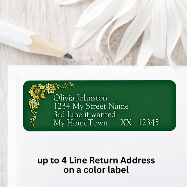 Return Address Labels, Emerald Green & Gold (Creator Uploaded)
