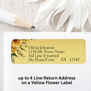 Return Address Labels,  Golden Yellow Flowers