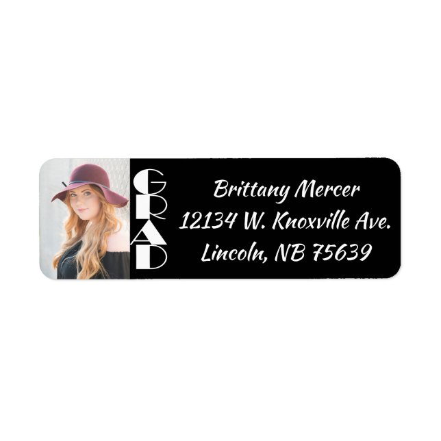 Return Address Labels - Graduation on Black (Front)