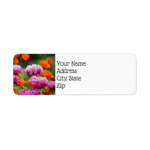 Return Address Labels - Pink Peonies & Poppies