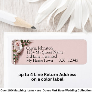Return Address Labels, Pink Roses & Doves Wedding