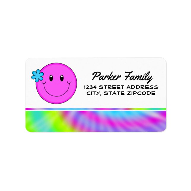 Return Address Labels │ Smiley Face Tie Dye (Front)