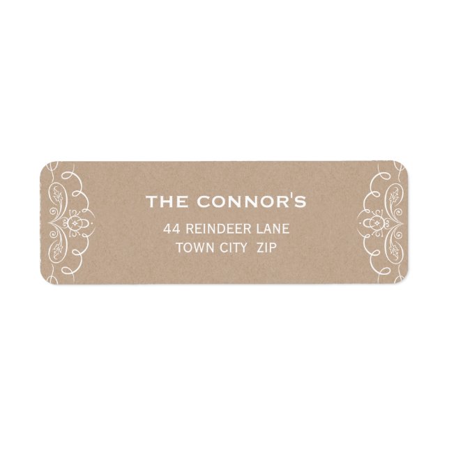 RETURN ADDRESS LABELS stylish elegant kraft white (Front)